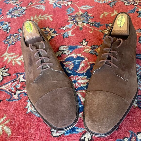 Bruno Magli Mens 11 1/2  D Irwin Cocoa Brown Suede shoes, very good!